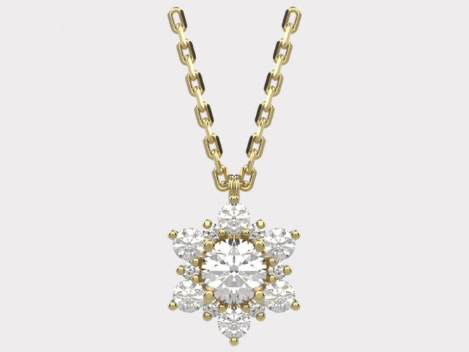 Dámský zlatý náhrdelník 011 - Barva zlata: Žluté, Typ kamene: Moissanit