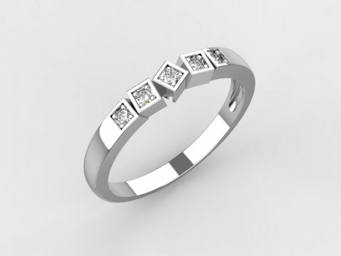 Dámský zlatý prsten 030 - Barva zlata: Bílé, Typ kamene: Moissanit