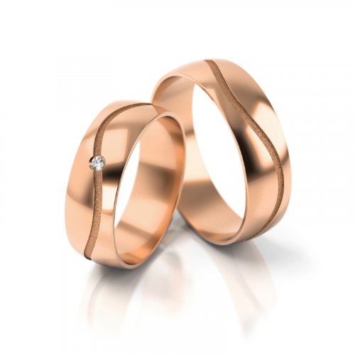 Zlaté snubní prsteny 2286 - Barva zlata: Růžové, Typ kamene: Zirkon