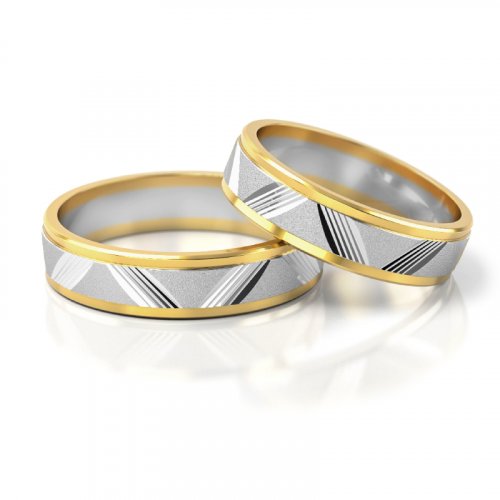 Zlaté snubní prsteny 2119 - Barva zlata: Růžové / Bílé