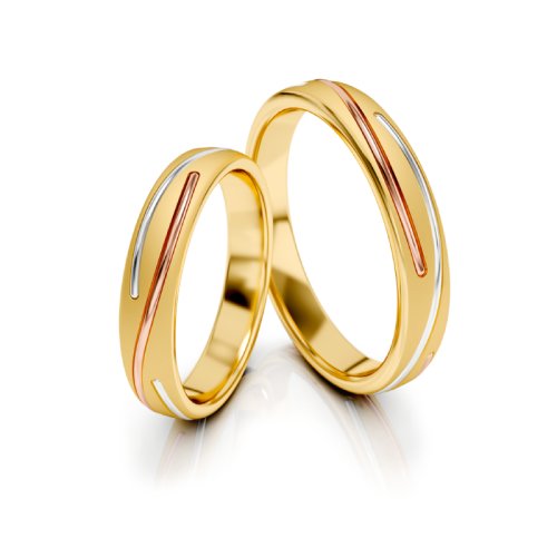 Zlaté snubní prsteny 3324 - Barva zlata: Růžové / Bílé