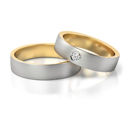 Zlaté snubní prsteny 3249 - Barva zlata: Žluté / Bílé, Typ kamene: Briliant