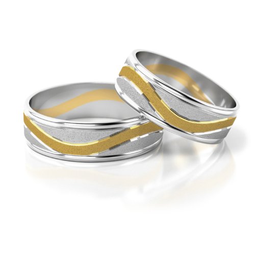 Zlaté snubní prsteny 2176 - Barva zlata: Žluté / Bílé