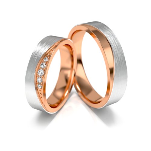Zlaté snubní prsteny 3327 - Barva zlata: Bílé / Růžové, Typ kamene: Briliant