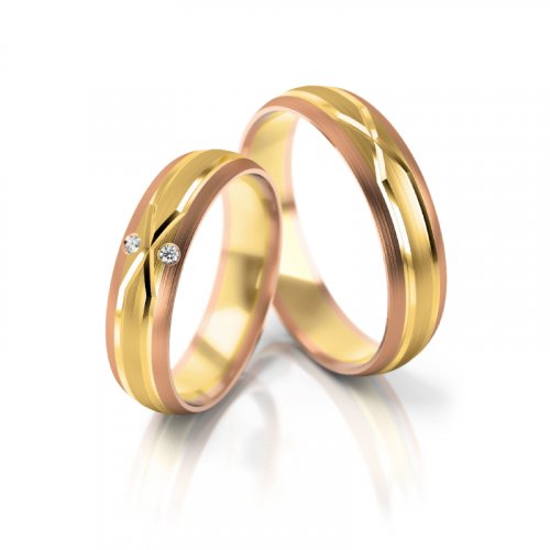 Zlaté snubní prsteny 2235 - Barva zlata: Žluté, Typ kamene: Briliant