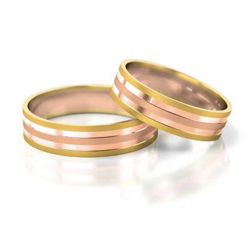 Zlaté snubní prsteny 2231 - Barva zlata: Růžové / Bílé