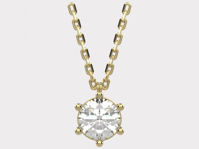 Dámský zlatý náhrdelník 018 - Barva zlata: Žluté, Typ kamene: Moissanit