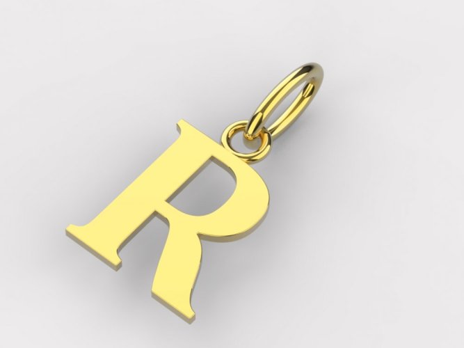 Zlatý přívěsek písmeno R