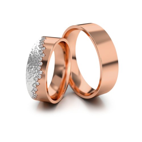 Zlaté snubní prsteny 3329 - Barva zlata: Růžové / Bílé, Typ kamene: Briliant