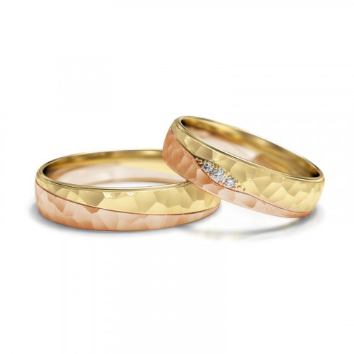 Zlaté snubní prsteny 3319 - Barva zlata: Růžové, Typ kamene: Zirkon