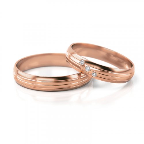Zlaté snubní prsteny 2238 - Barva zlata: Růžové / Žluté, Typ kamene: Moissanit
